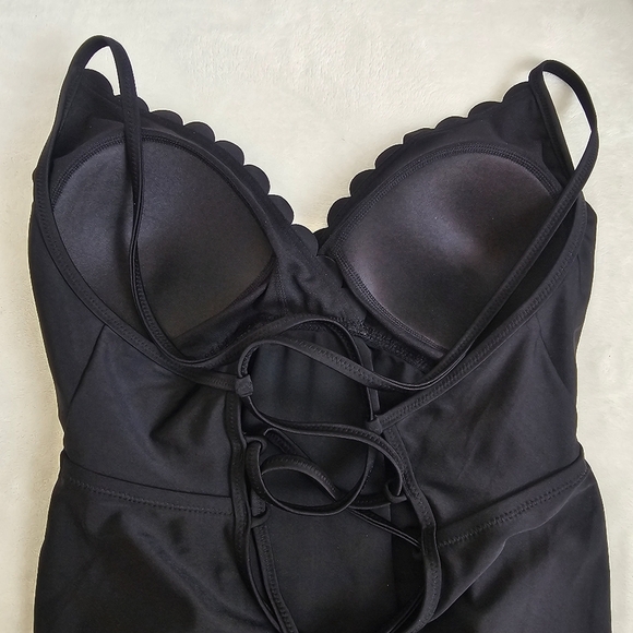 Motherhood Maternity BEACH BUMP salloped Tankini Top UPF 50+ BLACK - Picture 9 of 12